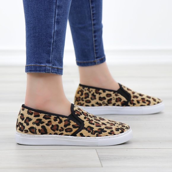 Slip On Leopard Print Furry Fashion Sneakers - Picture 6 of 15